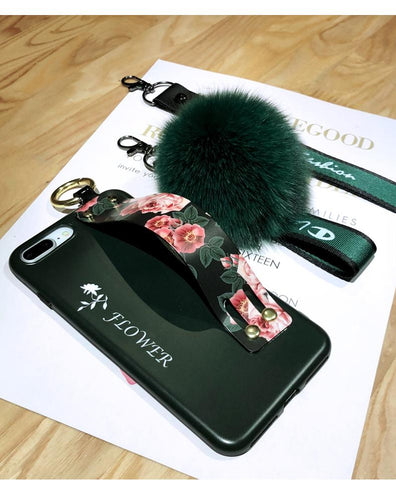 Image of Fox Hair Ball Folk-custom Airbag Bracket iPhone Case