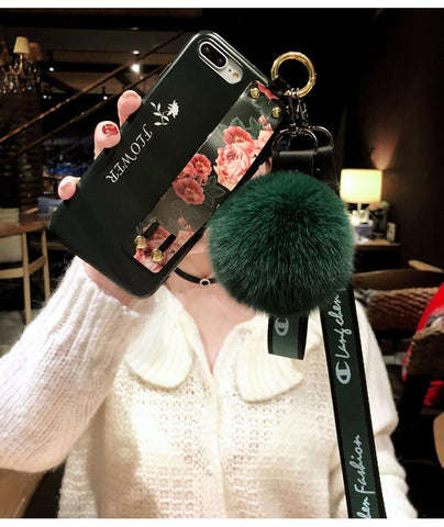 Image of Fox Hair Ball Folk-custom Airbag Bracket iPhone Case