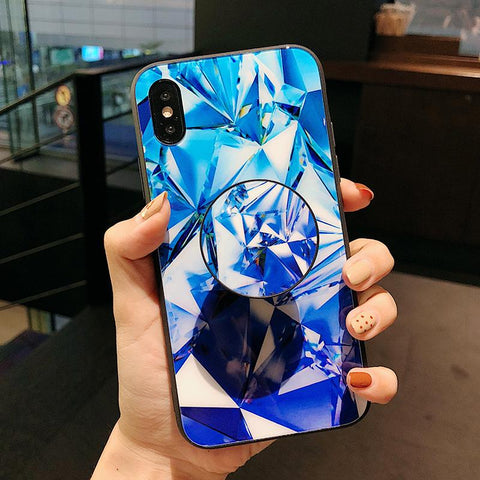 Image of Diamond Airbag Bracket Glass Case For iPhone