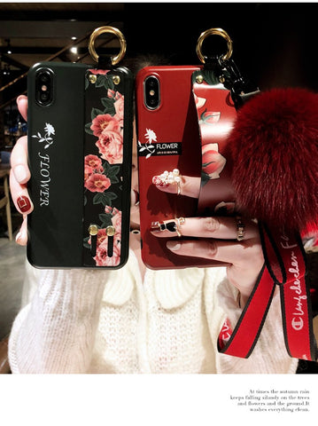 Image of Fox Hair Ball Folk-custom Airbag Bracket iPhone Case