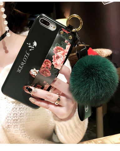 Image of Fox Hair Ball Folk-custom Airbag Bracket iPhone Case