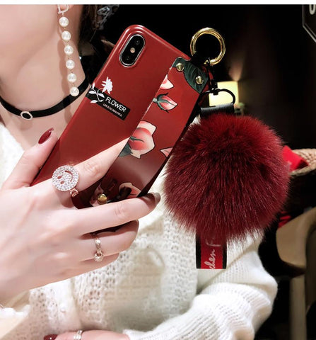 Image of Fox Hair Ball Folk-custom Airbag Bracket iPhone Case