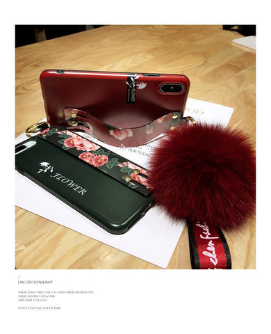 Image of Fox Hair Ball Folk-custom Airbag Bracket iPhone Case
