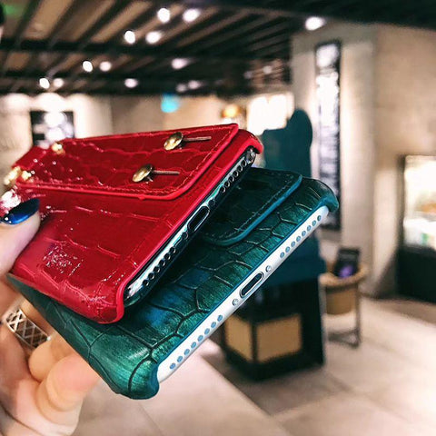 Image of Crocodile Skin Diamond Gem Case For iPhone