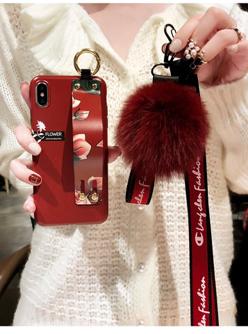 Image of Fox Hair Ball Folk-custom Airbag Bracket iPhone Case