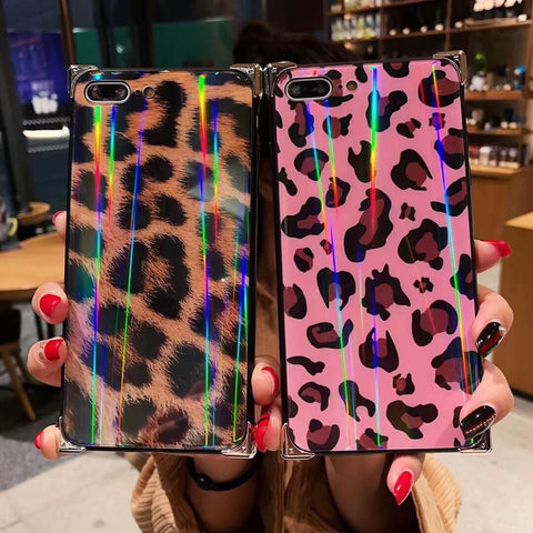Image of Retro Leopard Four Corner Aurora Phone Case For iPhone