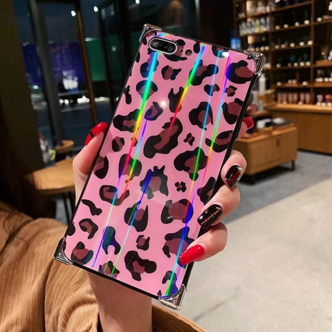 Image of Retro Leopard Four Corner Aurora Phone Case For iPhone