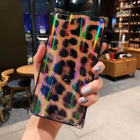 Image of Retro Leopard Four Corner Aurora Phone Case For iPhone