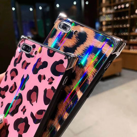 Image of Retro Leopard Four Corner Aurora Phone Case For iPhone