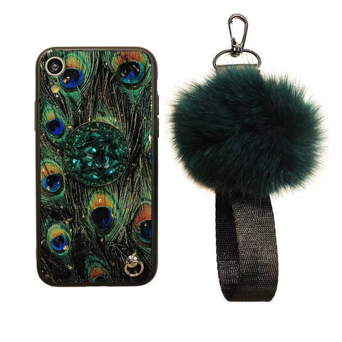 Image of Bohemian Airbag Bracket Foxfur Ball iPhone Case