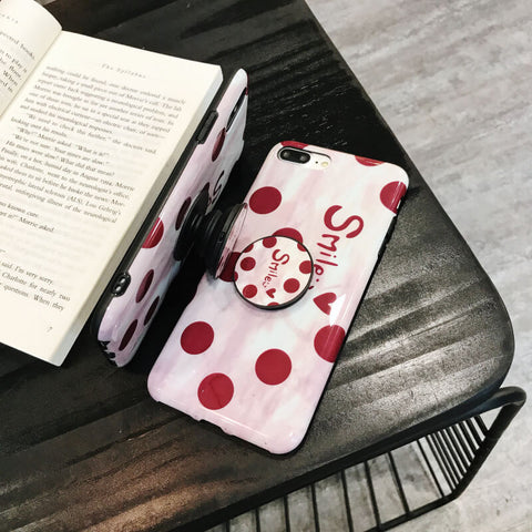 Image of 2019 New Vintage Polka Dot iPhone Case With Phone Holder