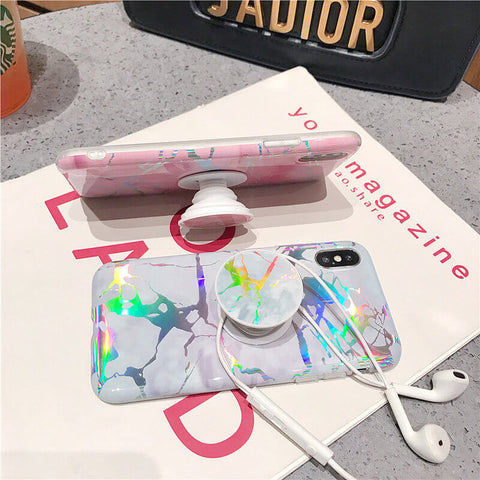 Image of 2019 New Laser Marble Texture iPhone Case With Phone Holder