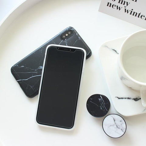 Image of Sleek Marble PopSocket Holder Case For iPhone