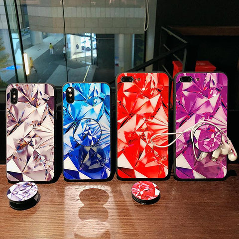 Image of Diamond Airbag Bracket Glass Case For iPhone