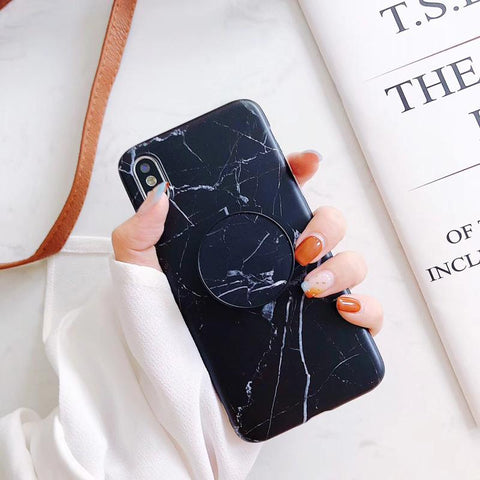 Image of Sleek Marble PopSocket Holder Case For iPhone