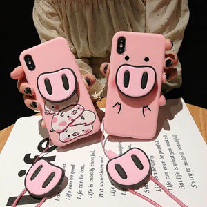 2019 NEW Pig Face Shatter-resistant Shell with Pig Nose Popsockets For iPhone