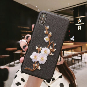 2019 New Embroidered Flower Pattern iPhone Case