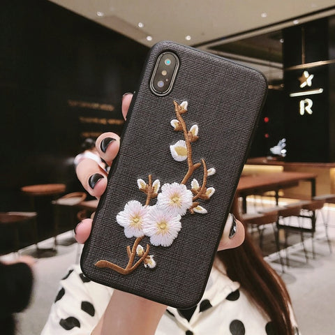 Image of 2019 New Embroidered Flower Pattern iPhone Case