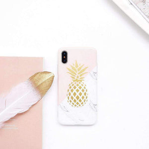 2019 New Instagram Style Marble Pattern With Pineapple Printing Soft  iPhone Case