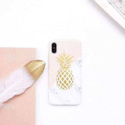 Image of 2019 New Instagram Style Marble Pattern With Pineapple Printing Soft  iPhone Case