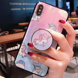 Unicorn Airbag Bracket Mobile Phone Case For iPhone