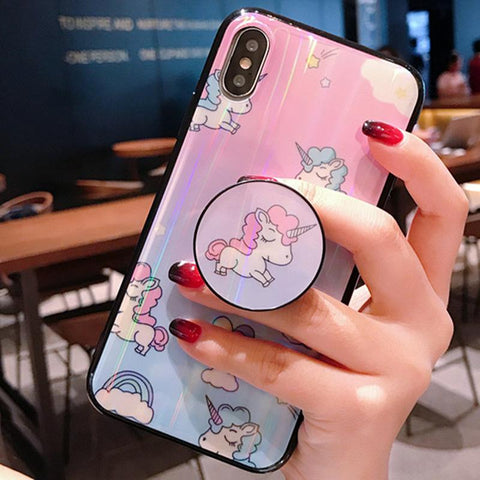 Image of Unicorn Airbag Bracket Mobile Phone Case For iPhone