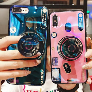 Big&Small Camera Pattern Airbag Mobile Phone Case For iPhone (With Bracket )