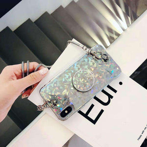 2019 New Laser Beam Glitter Crossbody Chain iPhone Case With Phone Holder