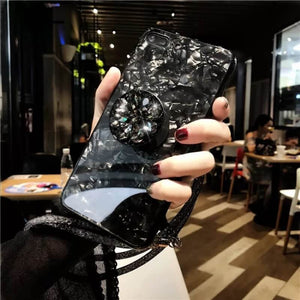 2019 New Shell Pattern Luxury Sheer Phone Case For iPhone with Phone Holder