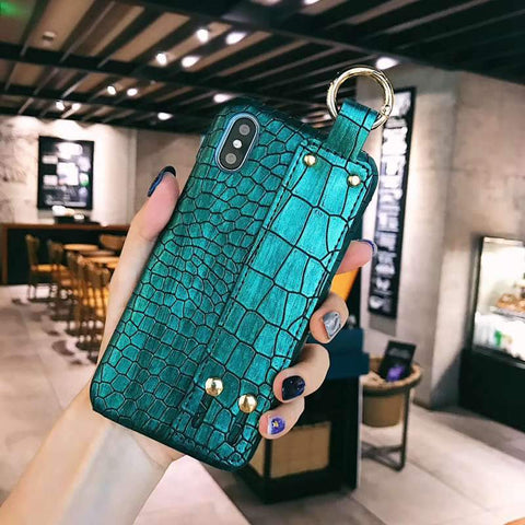 Image of Crocodile Skin Diamond Gem Case For iPhone