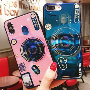 Big&Small Camera Pattern Airbag Mobile Phone Case For iPhone (With Bracket )