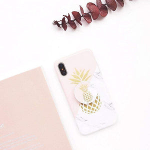 2019 New Instagram Style Marble Pattern With Pineapple Printing Soft  iPhone Case