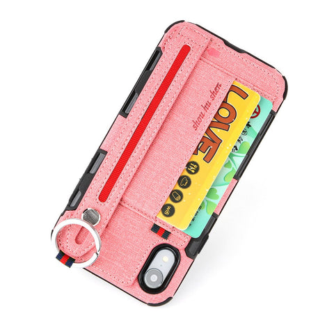 Image of Metal Buckle Wrist Strap Bracket Card Slot Phone Case