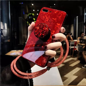 2019 New Shell Pattern Luxury Sheer Phone Case For iPhone with Phone Holder