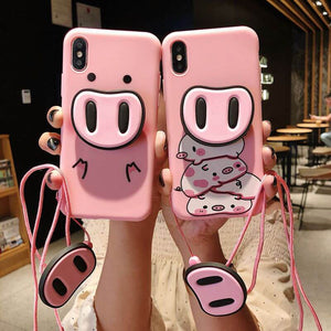 2019 NEW Pig Face Shatter-resistant Shell with Pig Nose Popsockets For iPhone