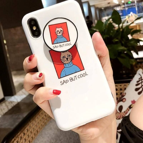 Image of 2019 New Popular Logo Cartoon Cat Stand iPhone Case