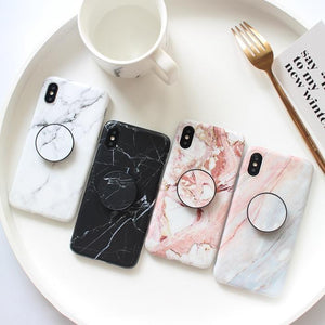 Sleek Marble PopSocket Holder Case For iPhone