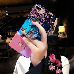 2019 New Blu-ray Mirror iPhone Case With Flower