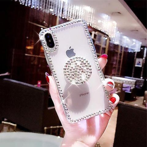 Image of Luxury Airbag Handle Bracket Rhinestones Diamond Glitter Case For iPhone