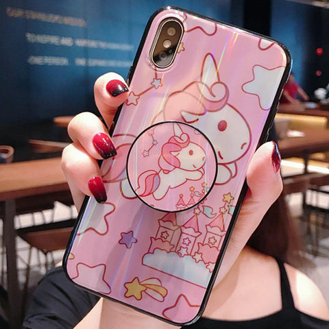 Image of Unicorn Airbag Bracket Mobile Phone Case For iPhone