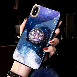 2019 New Diamond Furry String Popsocket Bracket Phone Case for iPhone