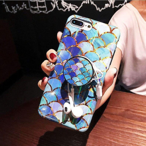 Image of 2019 New Laser Glittering Scale Pattern Royal Blue Silicone Gel Soft Case For iPhone