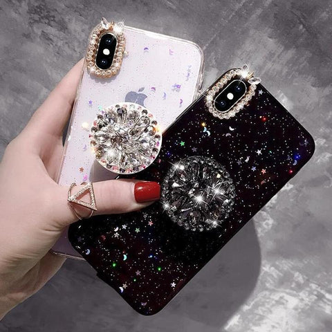 Image of Queen Diamond Bracket Mobile Phone Case For iPhone (with AirBag)