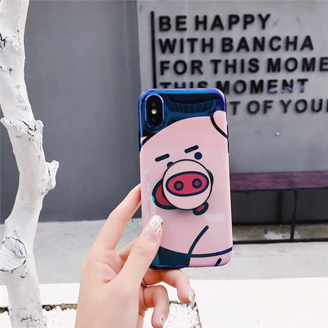 Image of 2019 New Cute Fat Pig iPhone Case with Phone Holder