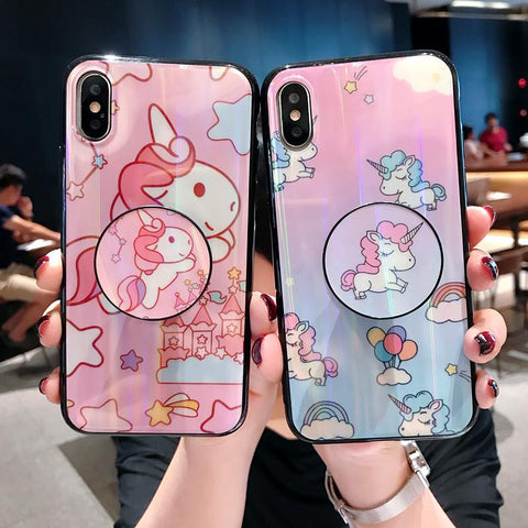 Image of Unicorn Airbag Bracket Mobile Phone Case For iPhone