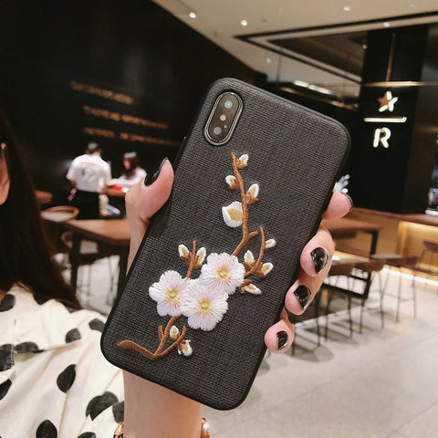 Image of 2019 New Embroidered Flower Pattern iPhone Case