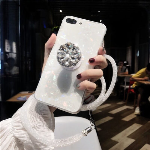 Image of 2019 New Shell Pattern Luxury Sheer Phone Case For iPhone with Phone Holder