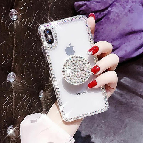 Image of Luxury Airbag Handle Bracket Rhinestones Diamond Glitter Case For iPhone