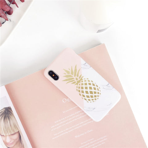 Image of 2019 New Instagram Style Marble Pattern With Pineapple Printing Soft  iPhone Case