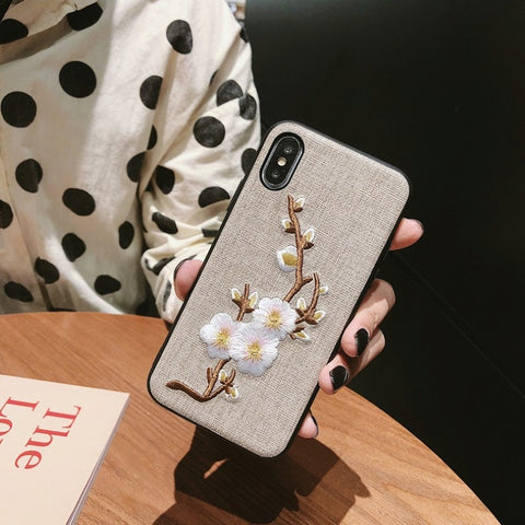 Image of 2019 New Embroidered Flower Pattern iPhone Case